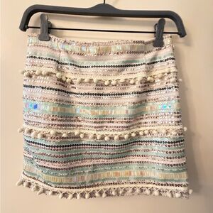 English Rose Sequin Striped Mini Skirt